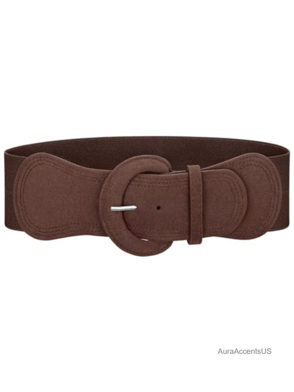 Wide Stretchy Waist Belt for Dress Vintage Suede Elastic Belt with Chunky Buckle